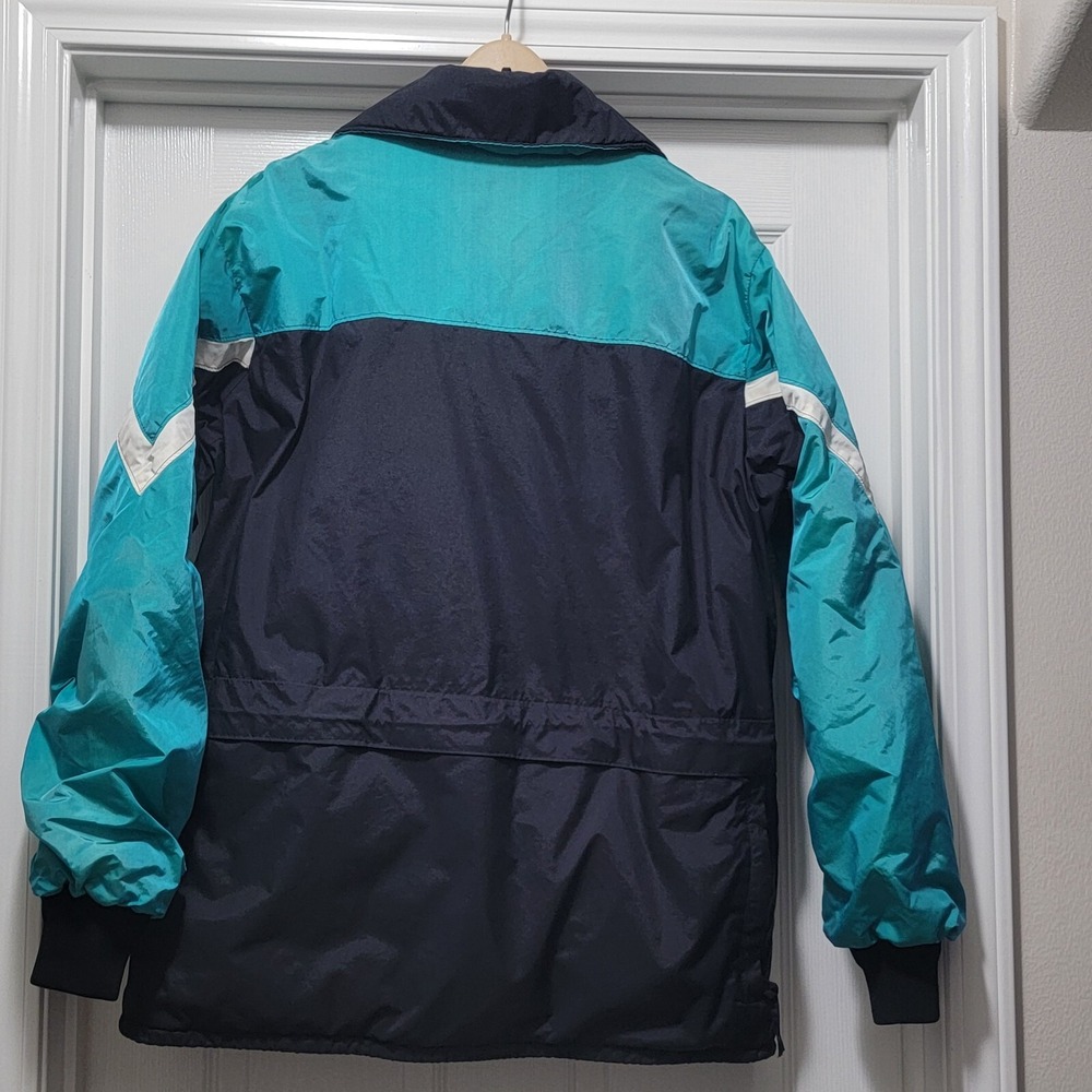 VTG 80s Polaris Insulated Teal Blue Nylon Snowmobile Jacket USA Men's XL READ - Picture 7 of 15